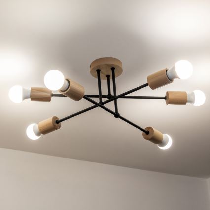 Plafonski luster CAMBRIDGE 6xE27/15W/230V borovina