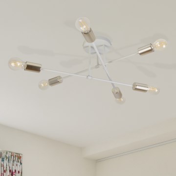 Plafonski luster CAMBRIDGE 6xE27/15W/230V mesing/bela