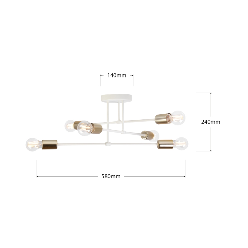 Plafonski luster CAMBRIDGE 6xE27/15W/230V mesing/bela