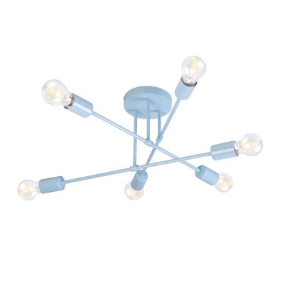 Plafonski luster CAMBRIDGE 6xE27/15W/230V plavi
