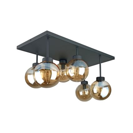 Plafonski luster DEA 6xE14/60W/230V crna/zadimljeno bež