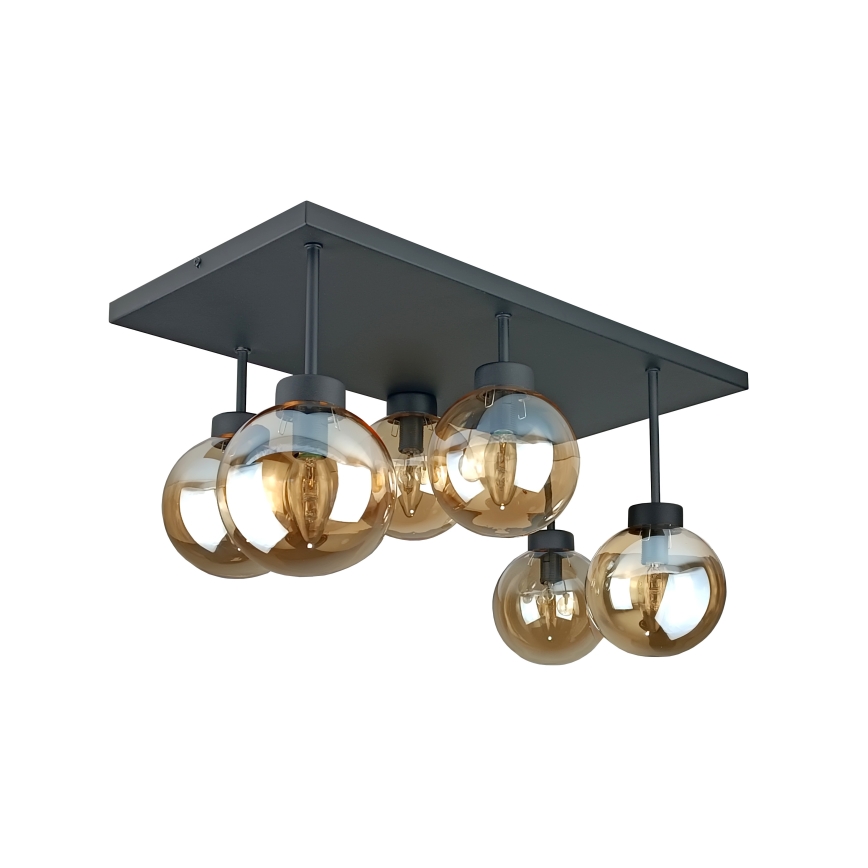 Plafonski luster DEA 6xE14/60W/230V crna/zadimljeno bež