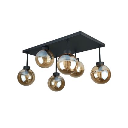 Plafonski luster DEA 6xE14/60W/230V crna/zadimljeno bež