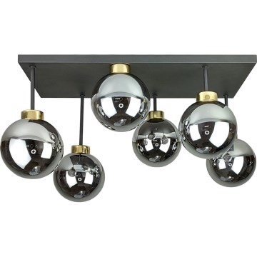 Plafonski luster DEA 6xE14/60W/230V crna/zlatna/zadimljena crna