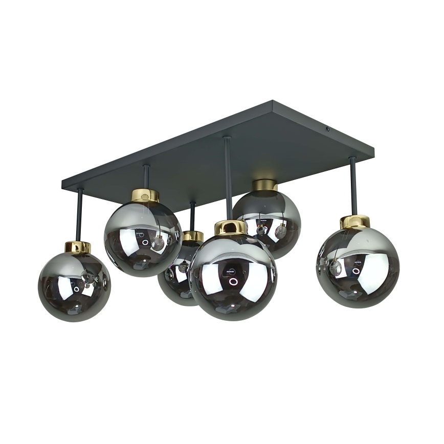 Plafonski luster DEA 6xE14/60W/230V crna/zlatna/zadimljena crna