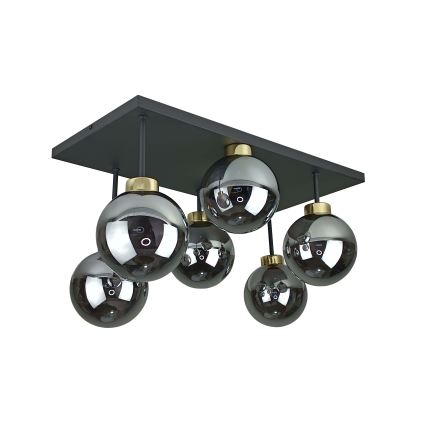 Plafonski luster DEA 6xE14/60W/230V crna/zlatna/zadimljena crna