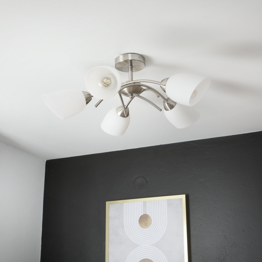 Plafonski luster DONNA 5xE27/60W/230V nikl