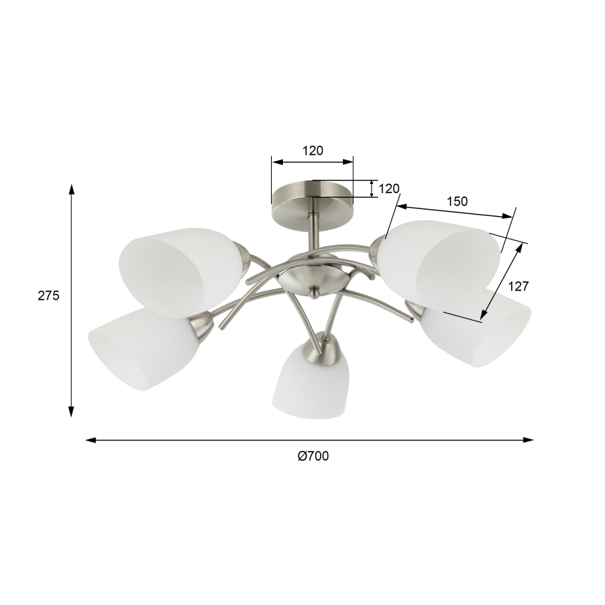Plafonski luster DONNA 5xE27/60W/230V nikl