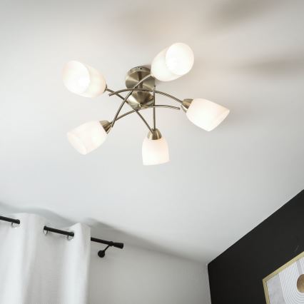 Plafonski luster DONNA 5xE27/60W/230V patina