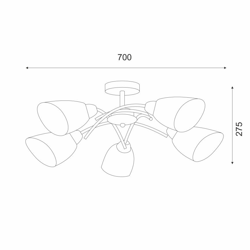 Plafonski luster DONNA 5xE27/60W/230V patina