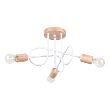 Plafonski luster EMBER 3xE27/15W/230V bela/bež/buk