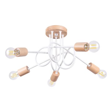 Plafonski luster EMBER 5xE27/15W/230V bela/bež/buk