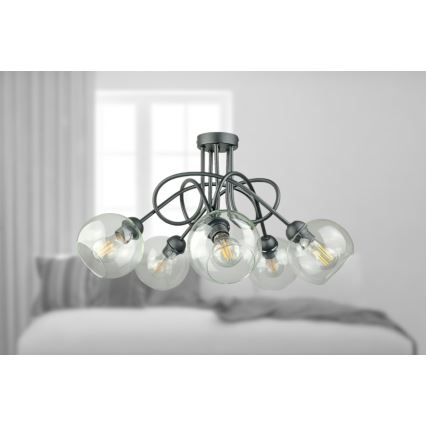 Plafonski luster EVIE 5xE27/60W/230V antracit/prozirno