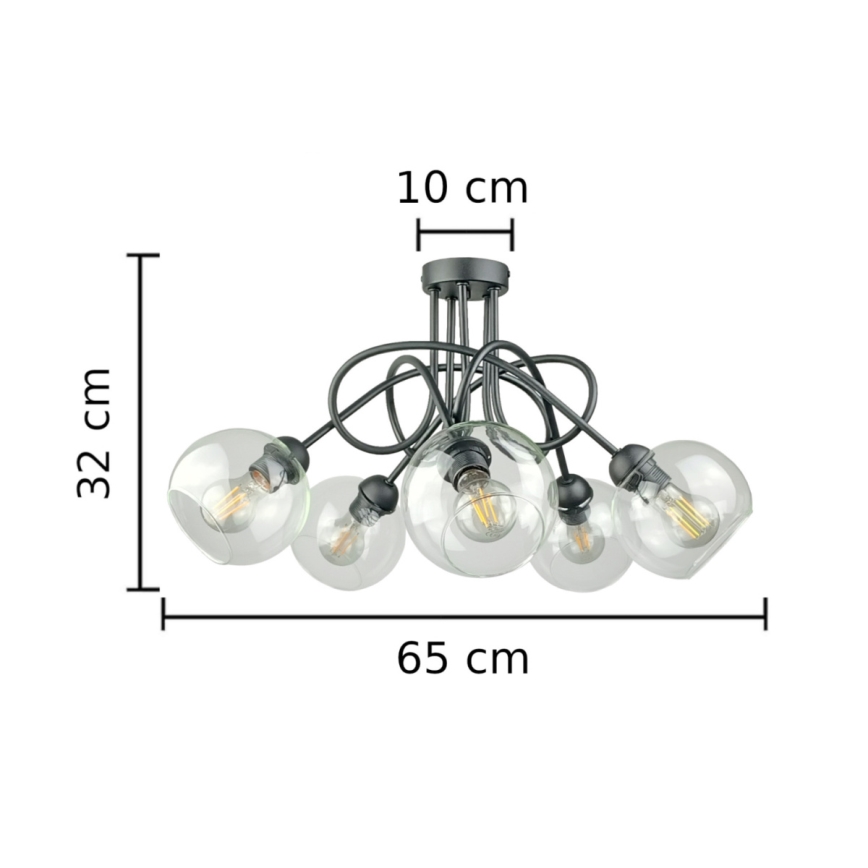 Plafonski luster EVIE 5xE27/60W/230V antracit/prozirno