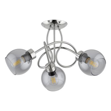 Plafonski luster HOSSA 3xE27/15W/230V sjajni hrom/crna/dimljeno