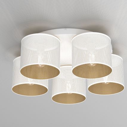 Plafonski luster LOFT SHADE 5xE27/60W/230V, bela/zlatna