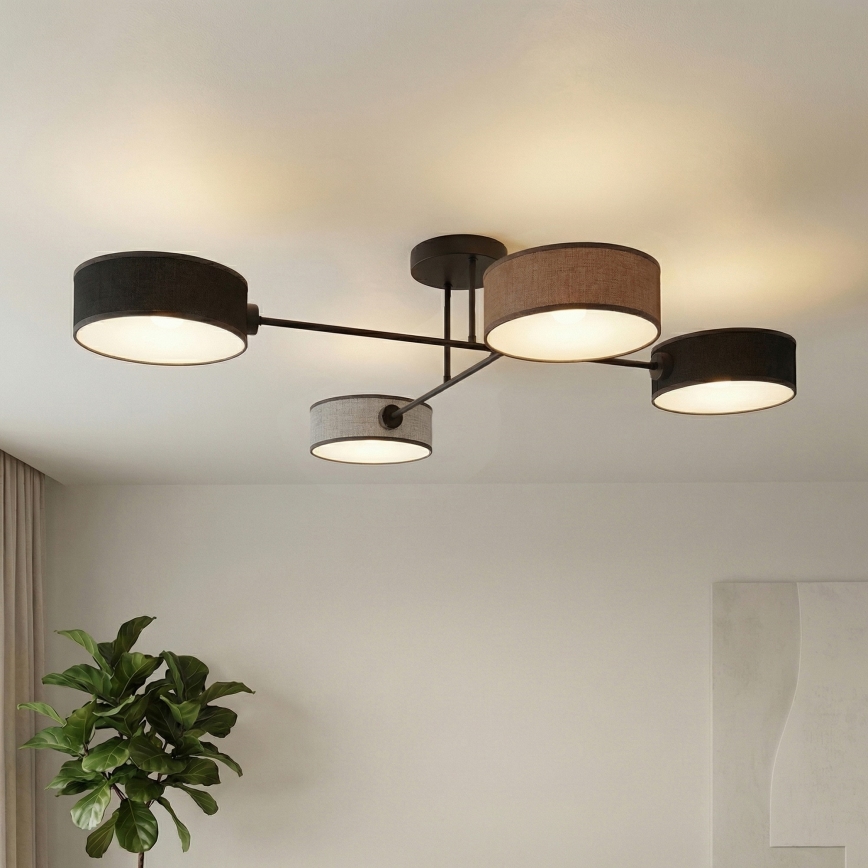 Plafonski luster MAGA 4xE14/10W/230V crna/braon/siva