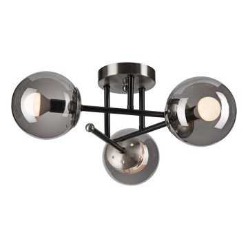 Plafonski luster MALENA 3xE14/5W/230V crna/zadimljena