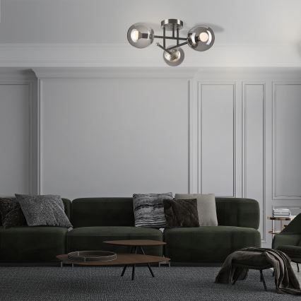 Plafonski luster MALENA 3xE14/5W/230V crna/zadimljena