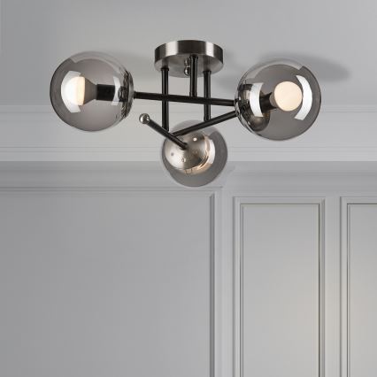 Plafonski luster MALENA 3xE14/5W/230V crna/zadimljena