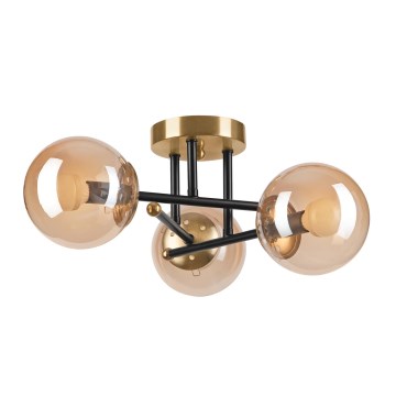 Plafonski luster MALENA 3xE14/5W/230V zlatna/crna/dimljeno bež