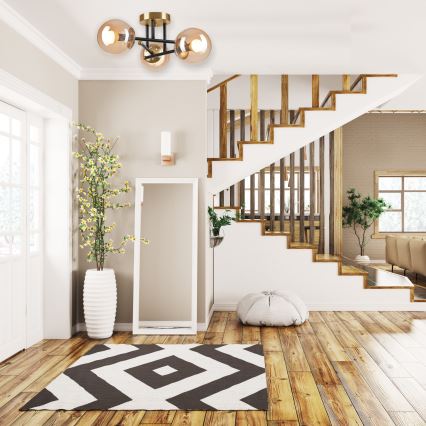 Plafonski luster MALENA 3xE14/5W/230V zlatna/crna/dimno bež