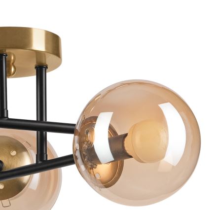 Plafonski luster MALENA 3xE14/5W/230V zlatna/crna/dimno bež