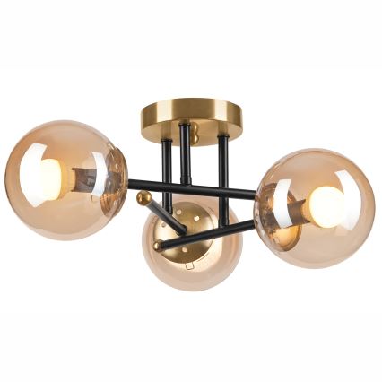 Plafonski luster MALENA 3xE14/5W/230V zlatna/crna/dimno bež