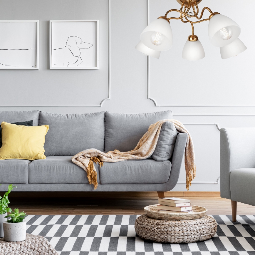 Plafonski luster MIRANDA 5xE27/60W/230V zlatne boje