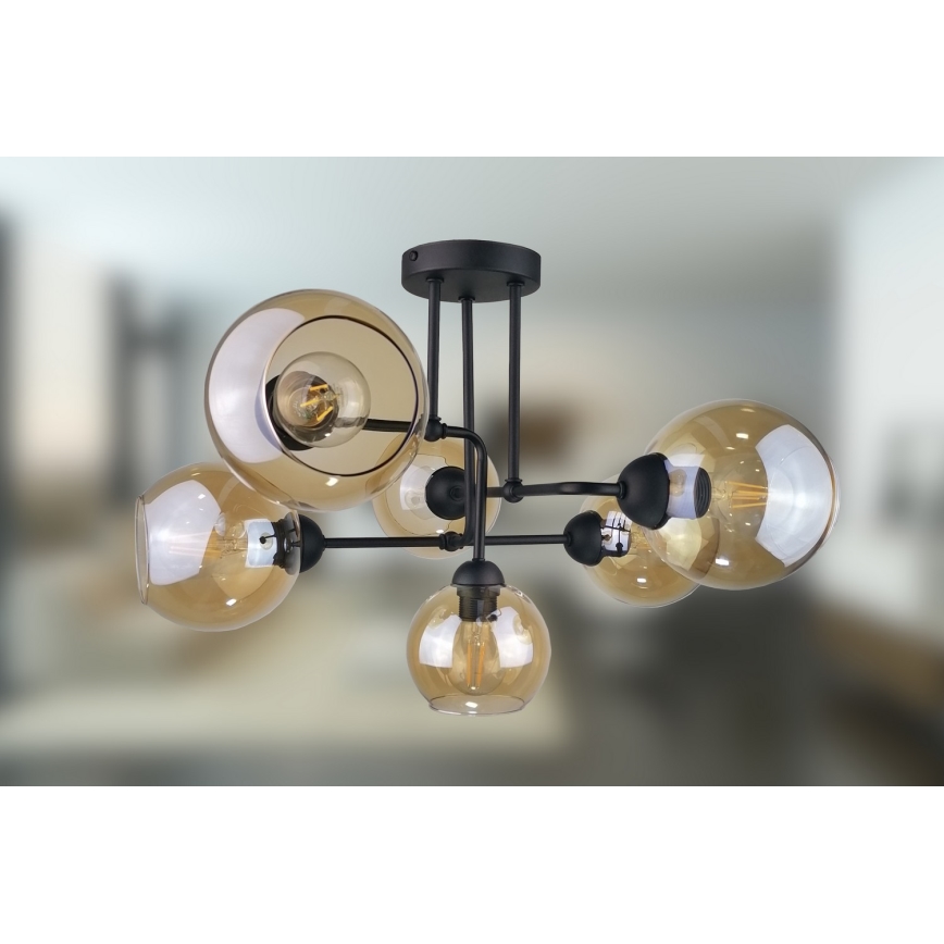Plafonski luster MONDE BLACK 6xE27/60W/230V