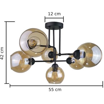 Plafonski luster MONDE BLACK 6xE27/60W/230V