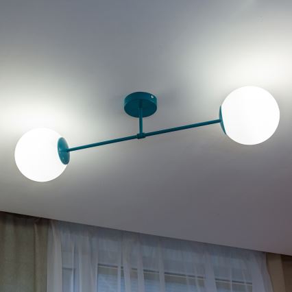 Plafonski luster MOON 2xE27/15W/230V tirkizni
