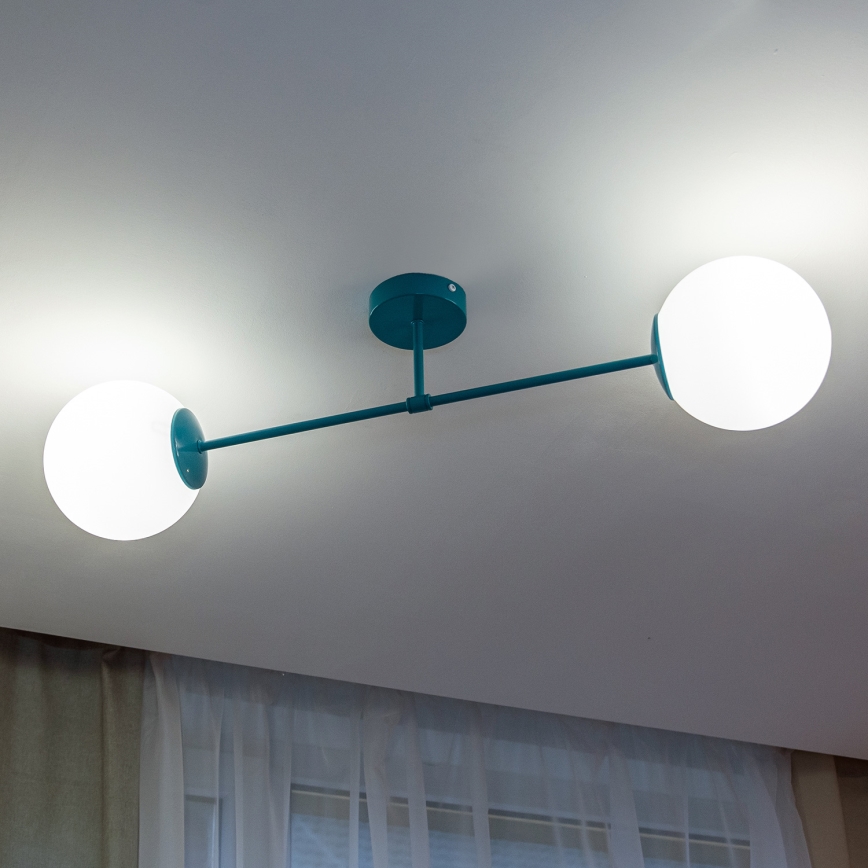Plafonski luster MOON 2xE27/15W/230V tirkizni