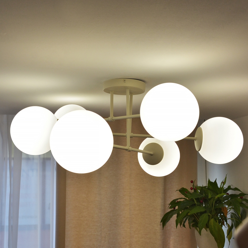 Plafonski luster MOON 6xE27/15W/230V krem boja