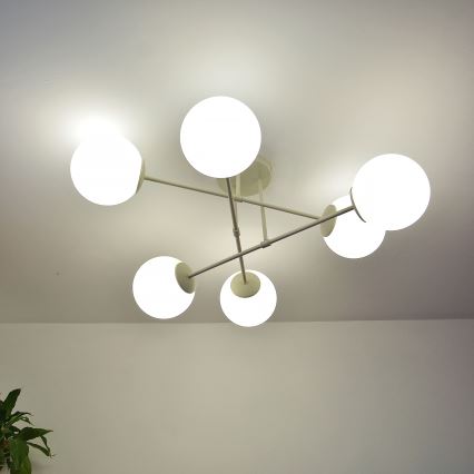 Plafonski luster MOON 6xE27/15W/230V krem boja
