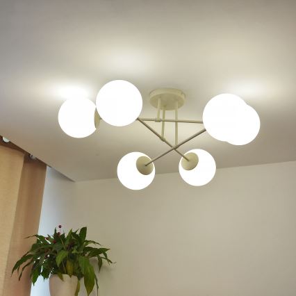 Plafonski luster MOON 6xE27/15W/230V krem boja