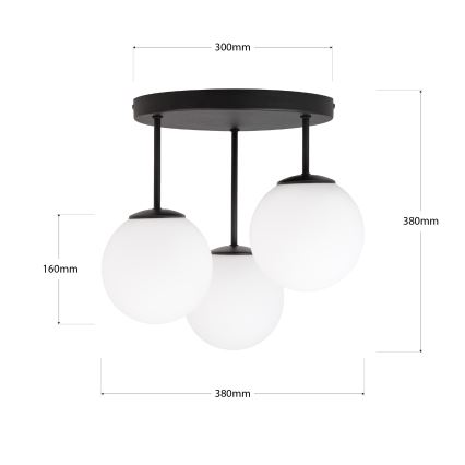 Plafonski luster MOONLIGHT 3xE27/15W/230V crne boje