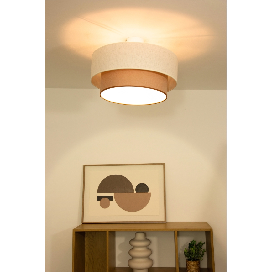 Plafonski luster NATIA 1xE27/60W/230V Ø 45 cm bela/braon