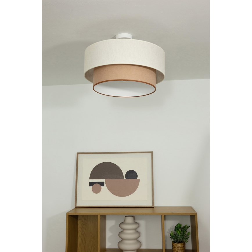 Plafonski luster NATIA 1xE27/60W/230V Ø 45 cm bela/braon