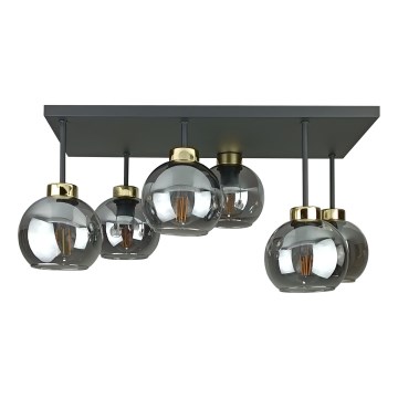 Plafonski luster NESSA 6xE27/60W/230V crna/zlatna/zadimljena crna