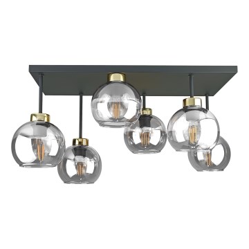 Plafonski luster NESSA 6xE27/60W/230V crni/zlatni/prozirni