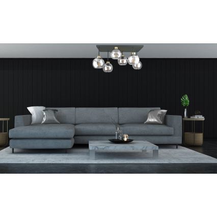 Plafonski luster NESSA 6xE27/60W/230V crni/zlatni/prozirni