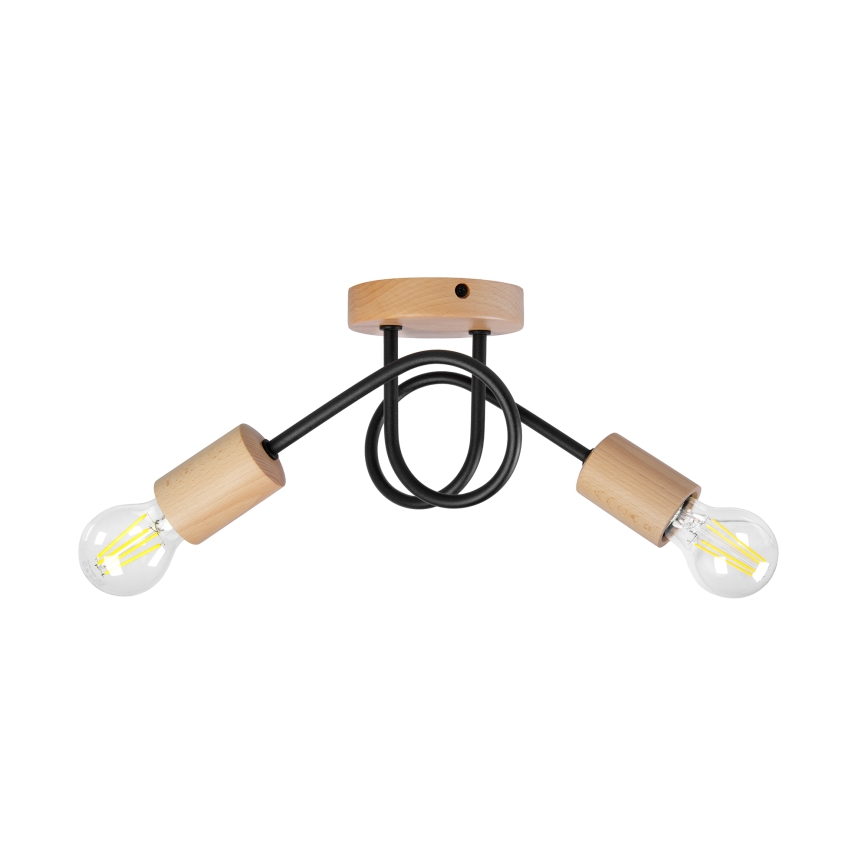 Plafonski luster OXFORD 2xE27/15W/230V borovina/crna