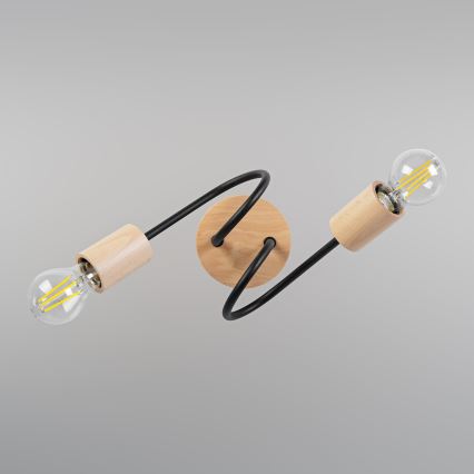 Plafonski luster OXFORD 2xE27/15W/230V borovina/crna