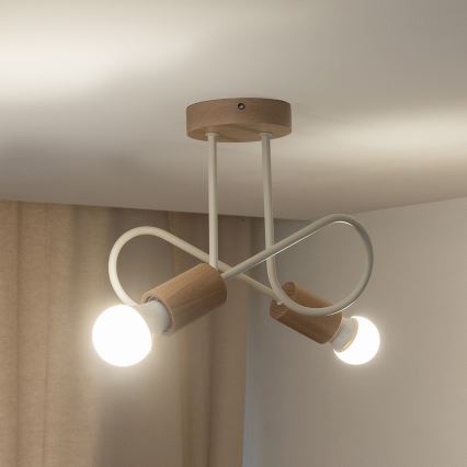 Plafonski luster OXFORD 2xE27/15W/230V borovina/krema