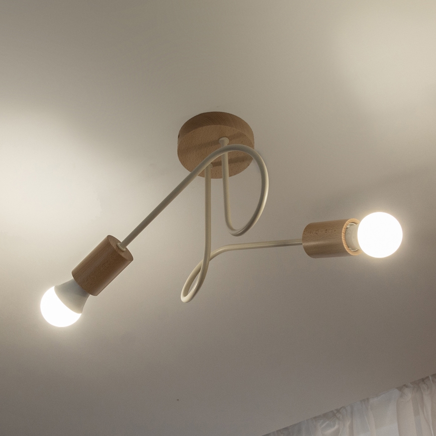 Plafonski luster OXFORD 2xE27/15W/230V borovina/krema