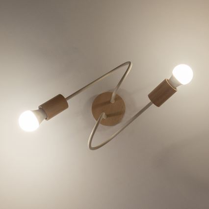 Plafonski luster OXFORD 2xE27/15W/230V borovina/krema