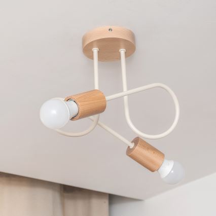 Plafonski luster OXFORD 2xE27/15W/230V borovina/krema