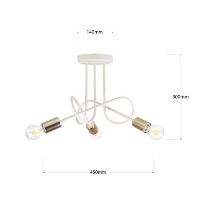 Plafonski luster OXFORD 3xE27/15W/230V mesing/bela