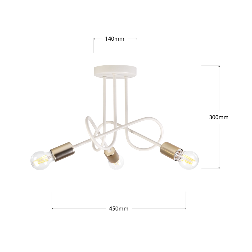 Plafonski luster OXFORD 3xE27/15W/230V mesing/bela